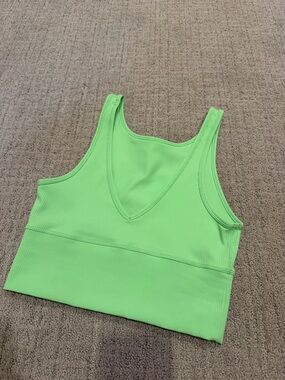 lululemon athletica Neon Green Ribbed V-Neck Tank Top